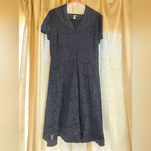 1940s Style Navy Blue Wedding Guest Dress